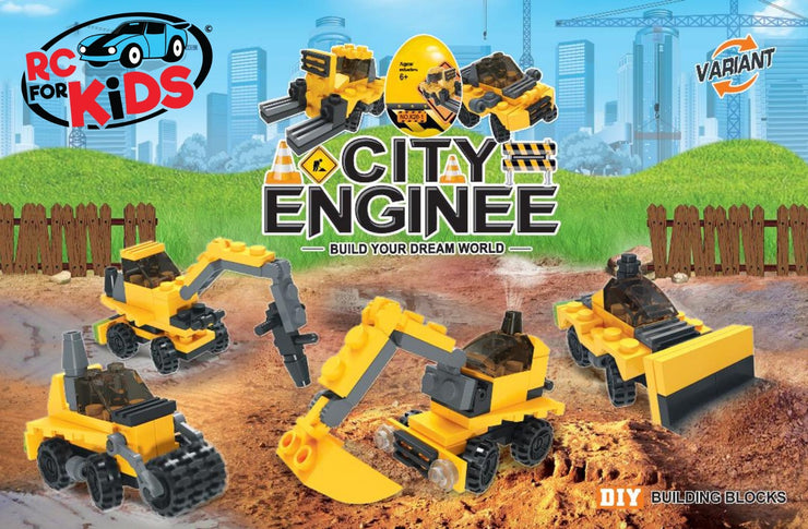 City Construction Building Brick Block Large Excavator set 2 in 1